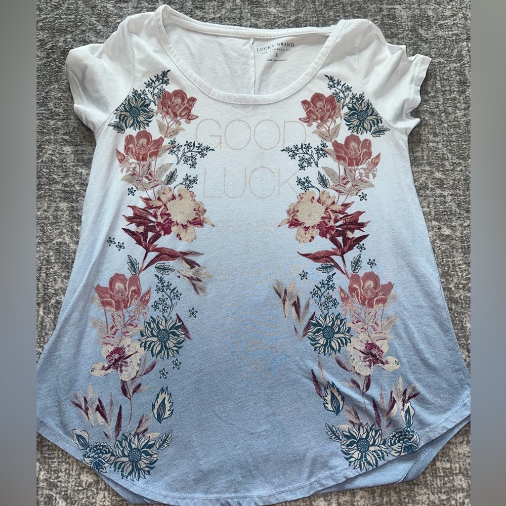 Women’s Lucky Brand T-Shirt, Blue Ombré Size: S